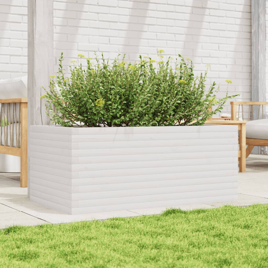 DEvidaxl Vidaxl planter box made of solid pine wood White 46cm H x 110cm W x 60cm D